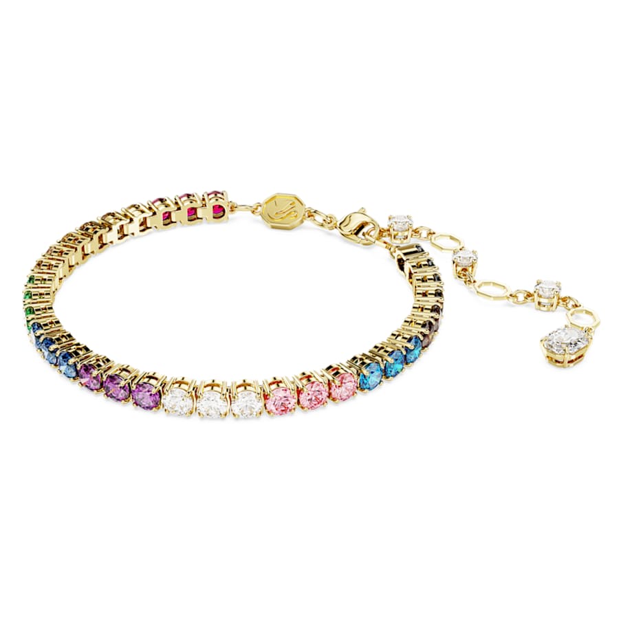 Bracciale Swarovski Tennis Matrix Taglio Round, Multicolore, Placcato color oro