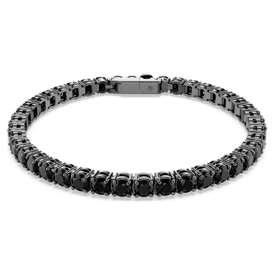 Bracciale Swarovski Re Tennis Matrix Black Taglio Round, Nero, Placcato rutenio - Misura L