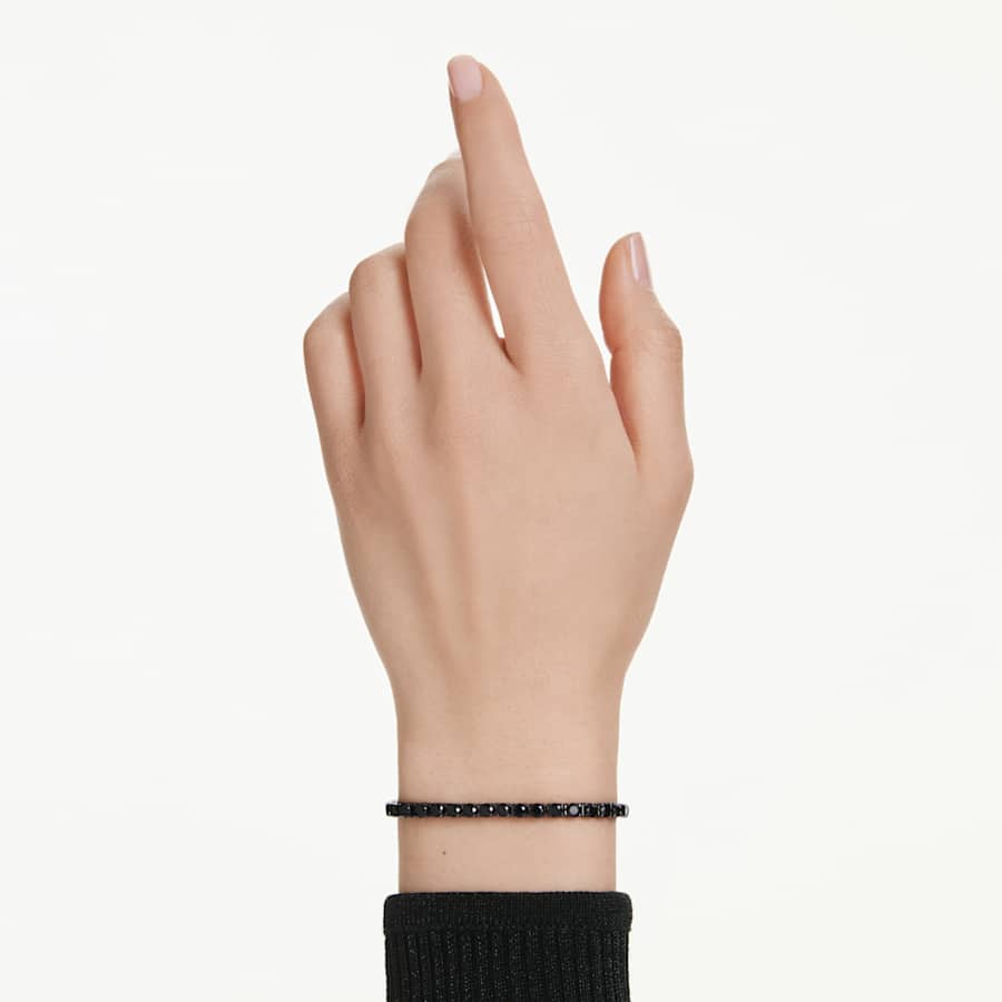 Bracciale Swarovski Re Tennis Matrix Black Taglio Round, Nero, Placcato rutenio - Misura L