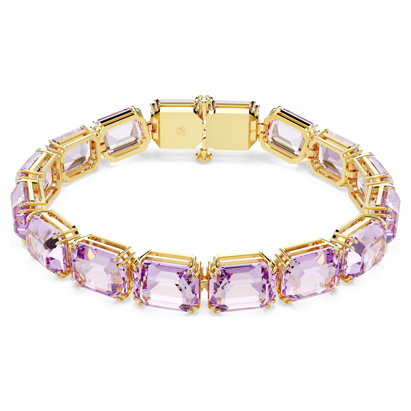 Bracciale Tennis Swarovski Millenia Taglio ottagonale, Viola, Placcato color oro
