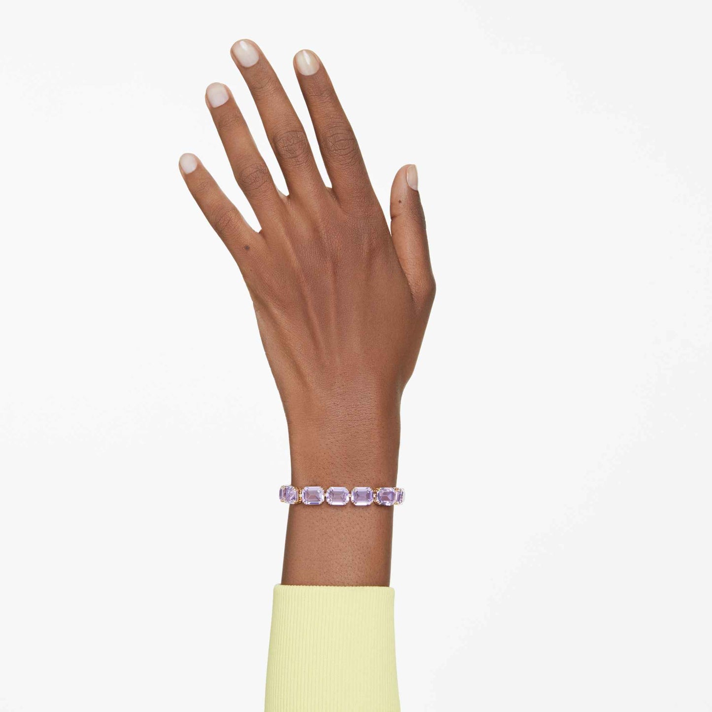 Bracciale Tennis Swarovski Millenia Taglio ottagonale, Viola, Placcato color oro