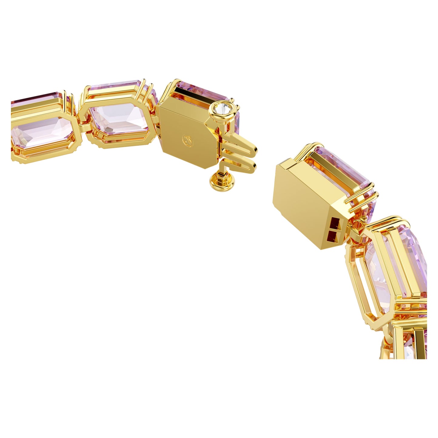 Bracciale Tennis Swarovski Millenia Taglio ottagonale, Viola, Placcato color oro