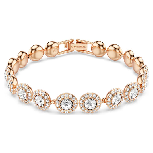 Bracciale Tennis Swarovski Una Angelic Taglio tondo, Pavé, Medio, Bianco, Placcato color oro rosa