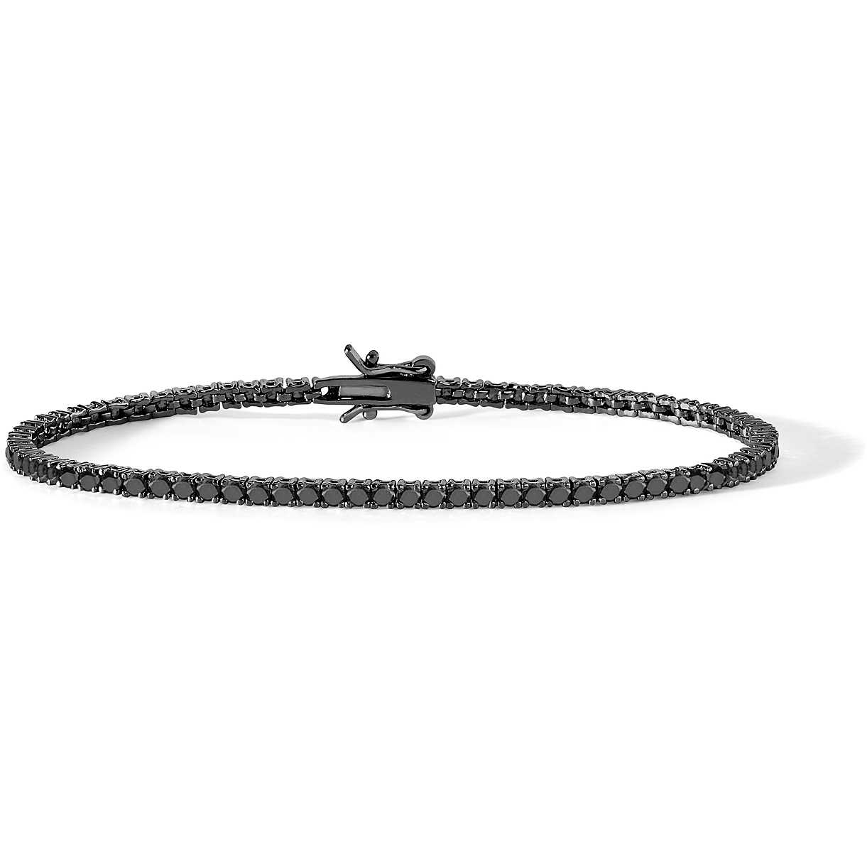 Bracciale Tennis Comete Argento Brunito Zirconi Neri - Misura 19 cm