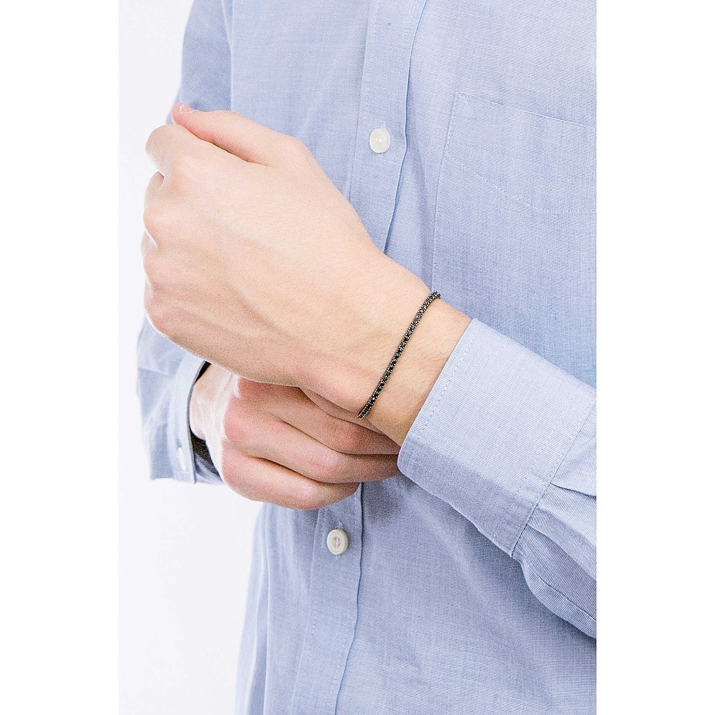 Bracciale Tennis Comete Argento Brunito Zirconi Neri - Misura 19 cm