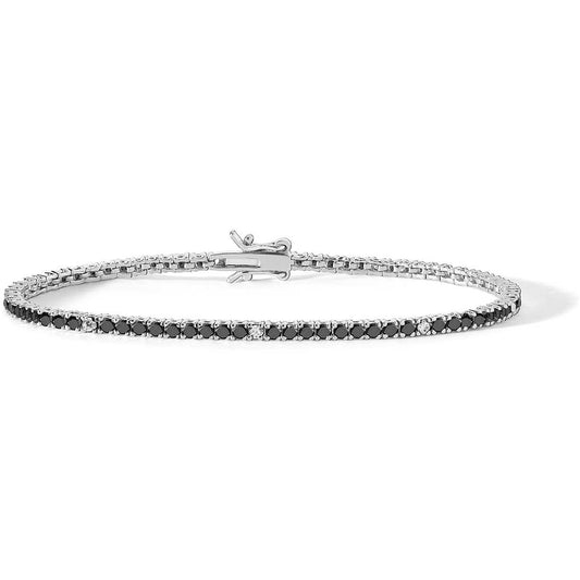 Bracciale Tennis Comete Argento Zirconi Neri e Bianchi - Misura 19 cm