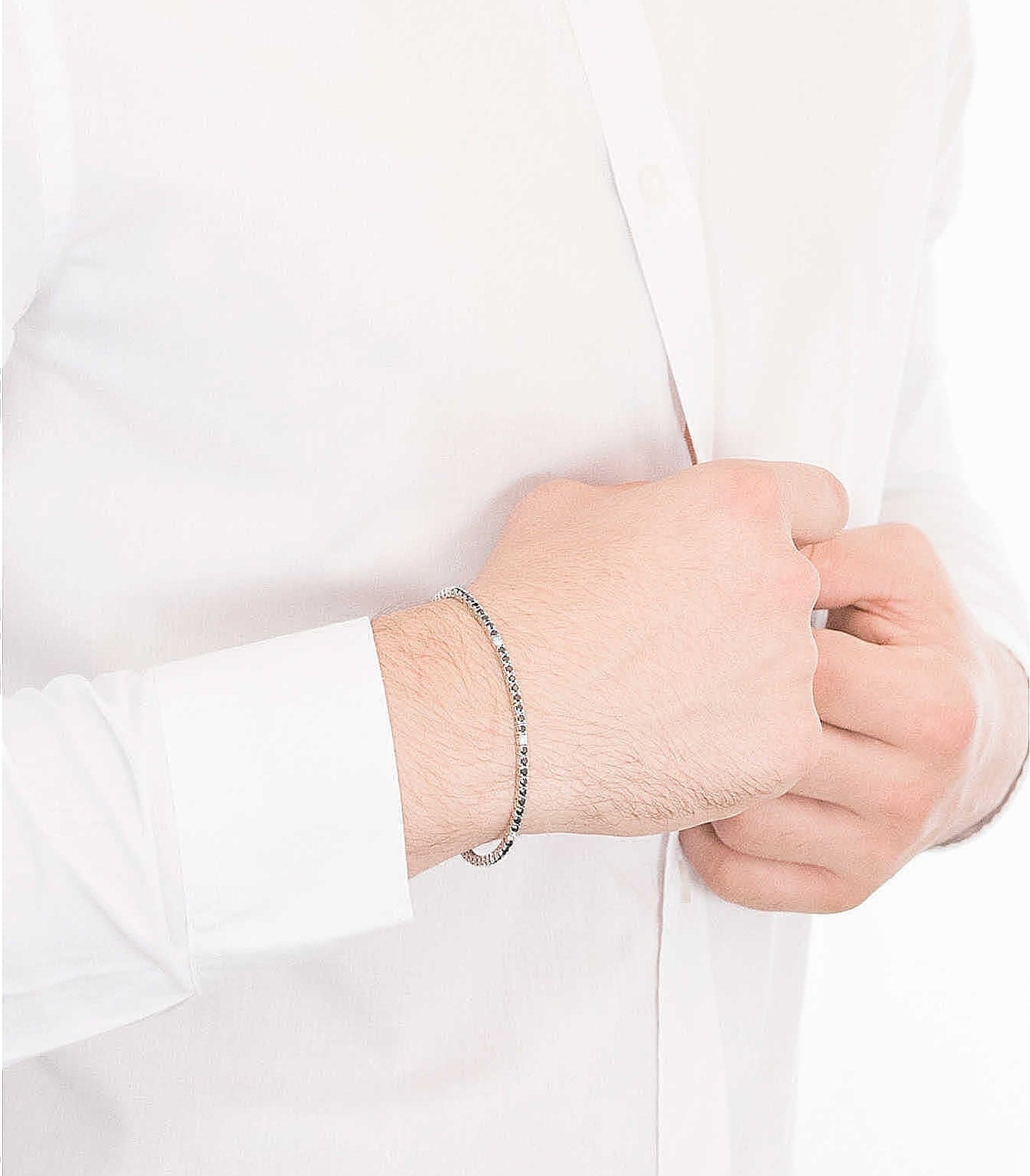 Bracciale Tennis Comete Argento Zirconi Neri e Bianchi - Misura 19 cm