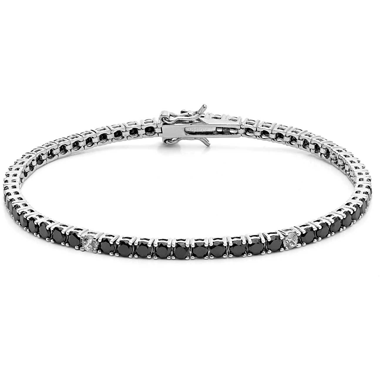 Bracciale Tennis Comete Argento Zirconi Neri e Bianchi - Misura 19 cm