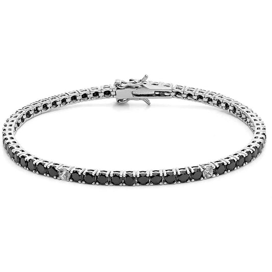 Bracciale Tennis Comete Argento Zirconi Neri e Bianchi - Misura 19 cm