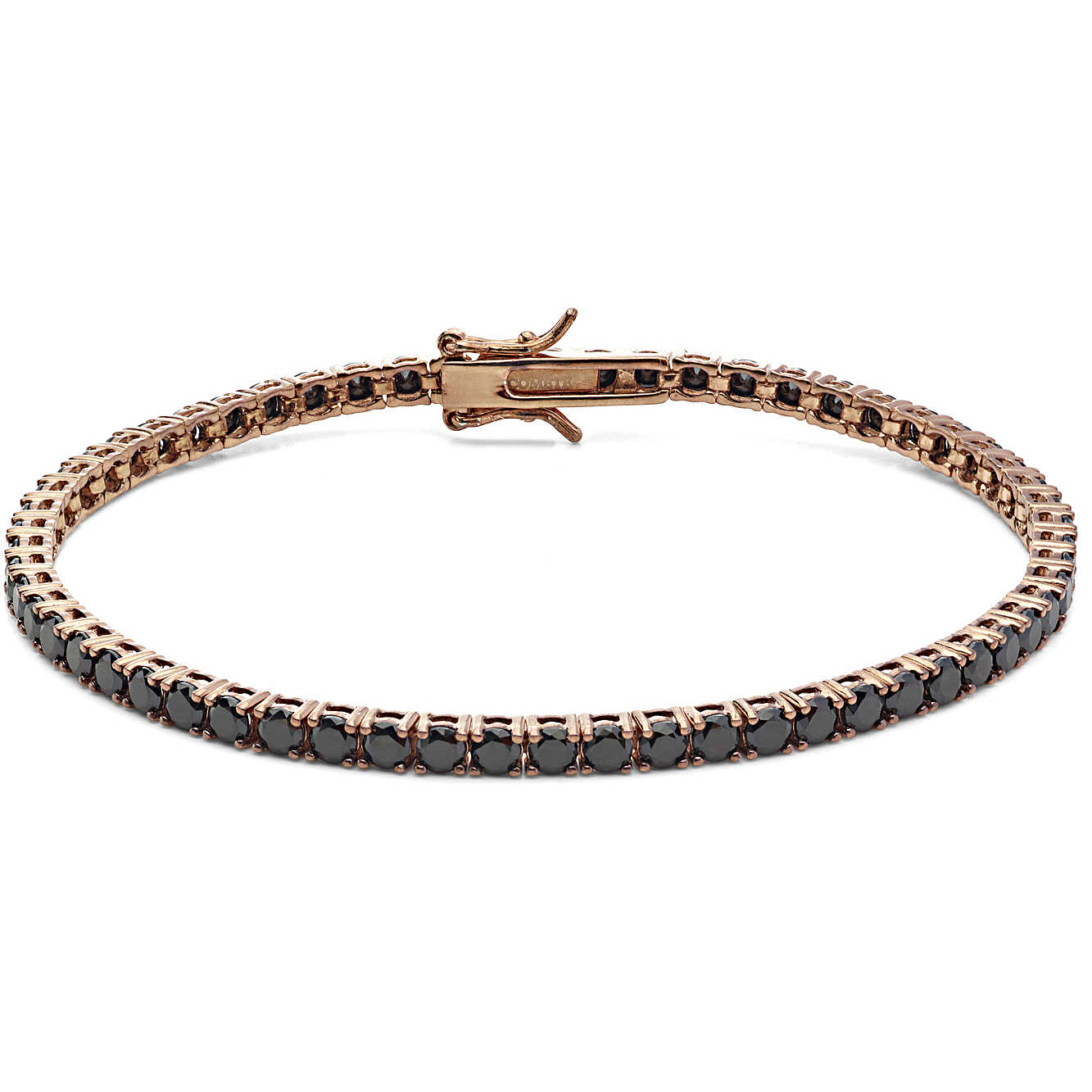 Bracciale Tennis Comete Argento Rosato Zirconi Neri - Misura 18 cm