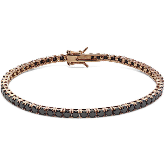 Bracciale Tennis Comete Argento Rosato Zirconi Neri - Misura 18 cm