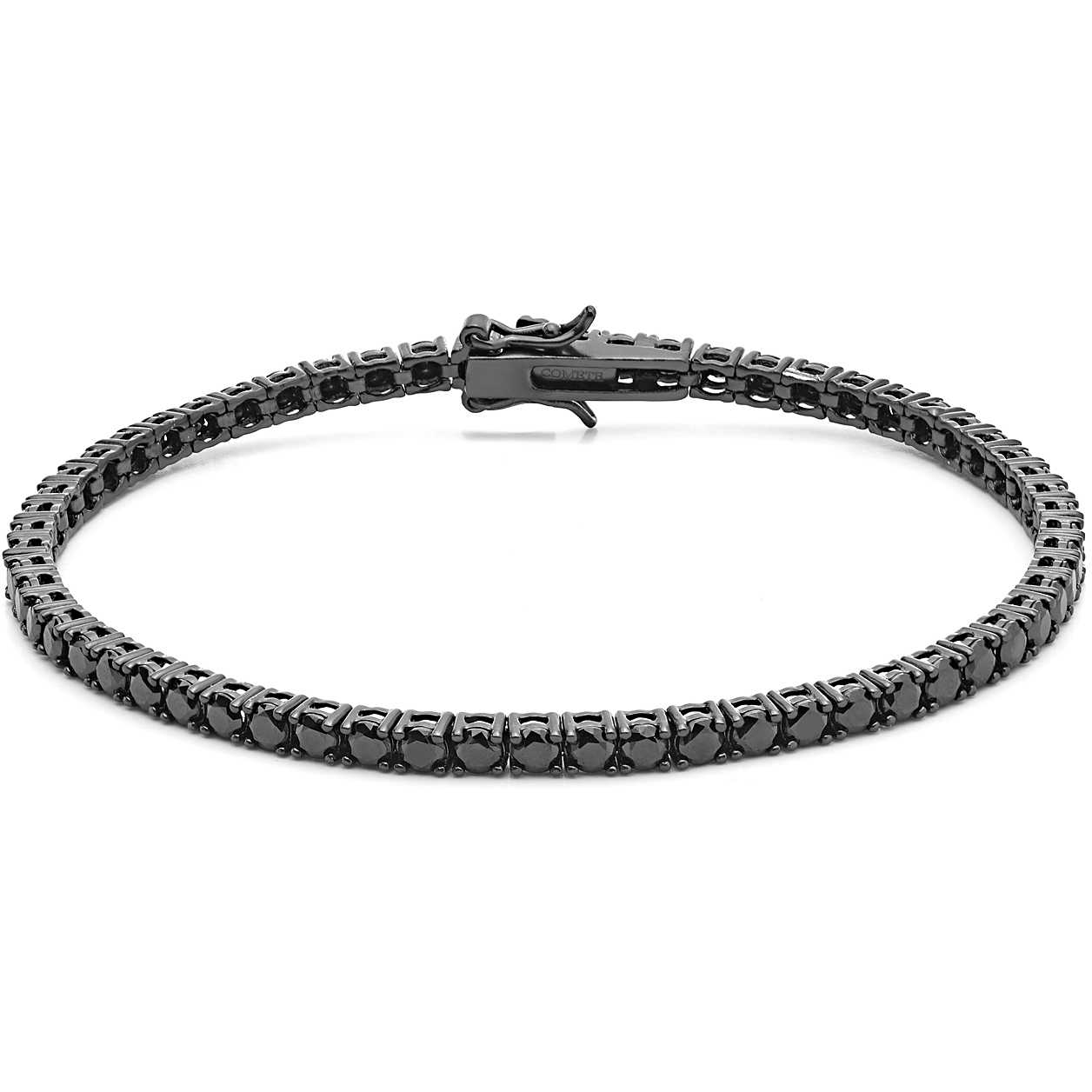 Bracciale Tennis Comete Argento Brunito Zirconi Neri -  Misura 19 cm