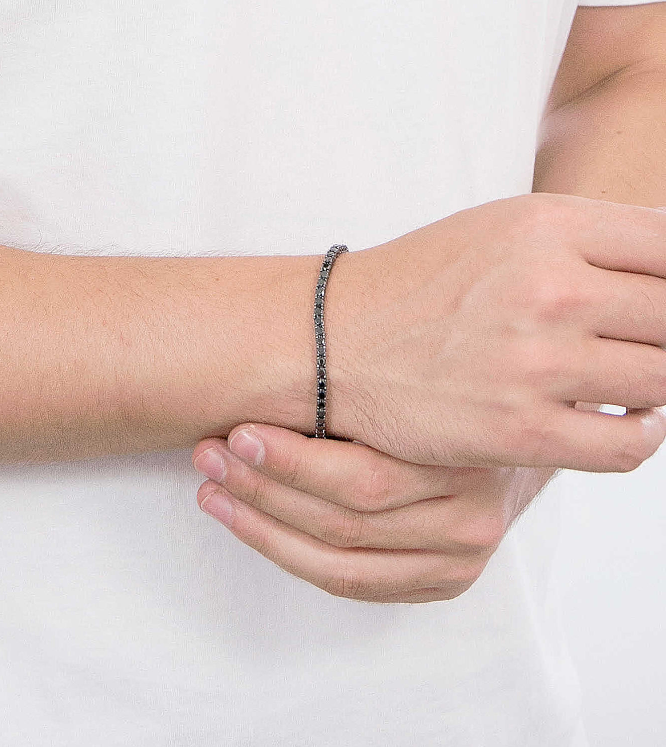Bracciale Tennis Comete Argento Brunito Zirconi Neri -  Misura 19 cm