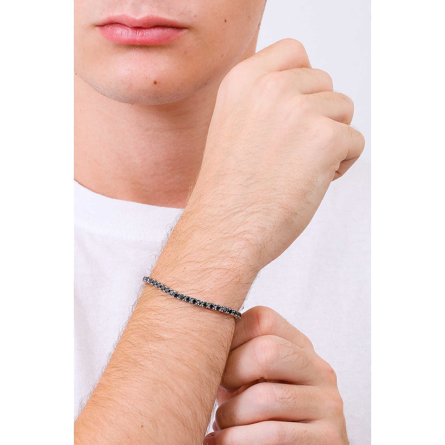 Bracciale Tennis Comete Argento Zirconi Neri - Misura 20 cm