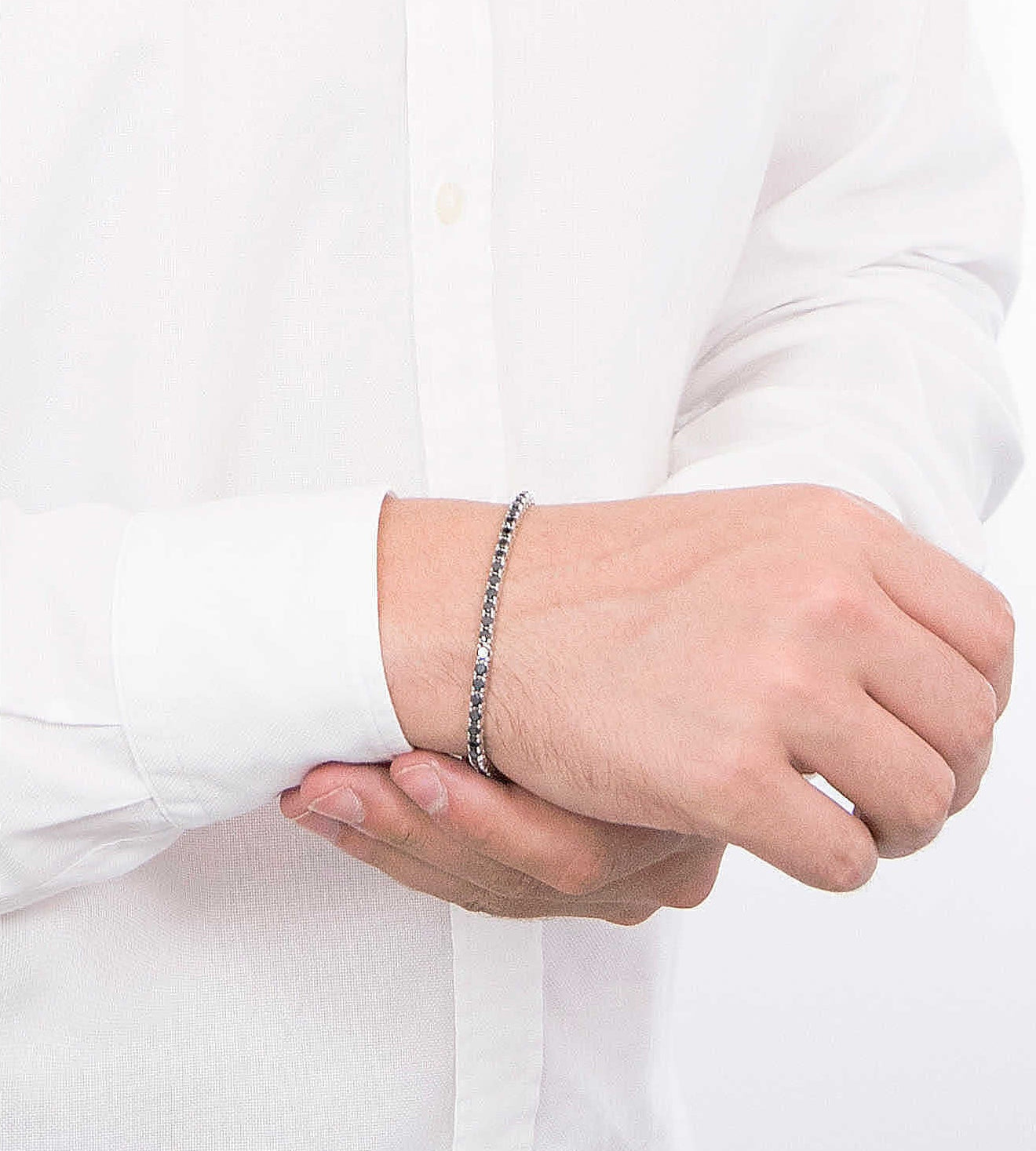 Bracciale Tennis Comete Argento Zirconi Neri - Misura 20 cm