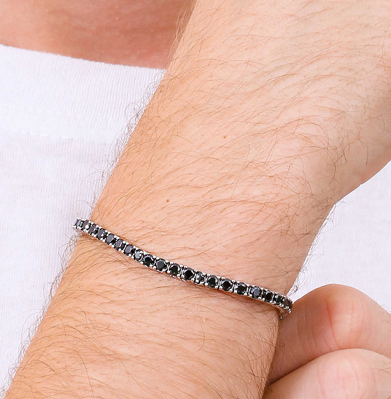 Bracciale Tennis Comete Argento Zirconi Neri - Misura 20 cm