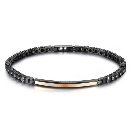 Bracciale Brosway Avantgarde Uomo Cristalli Neri Piastrina Centrale