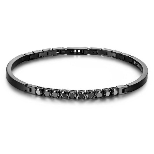 Bracciale Brosway Avantgarde Uomo Semirigido Cristalli Neri