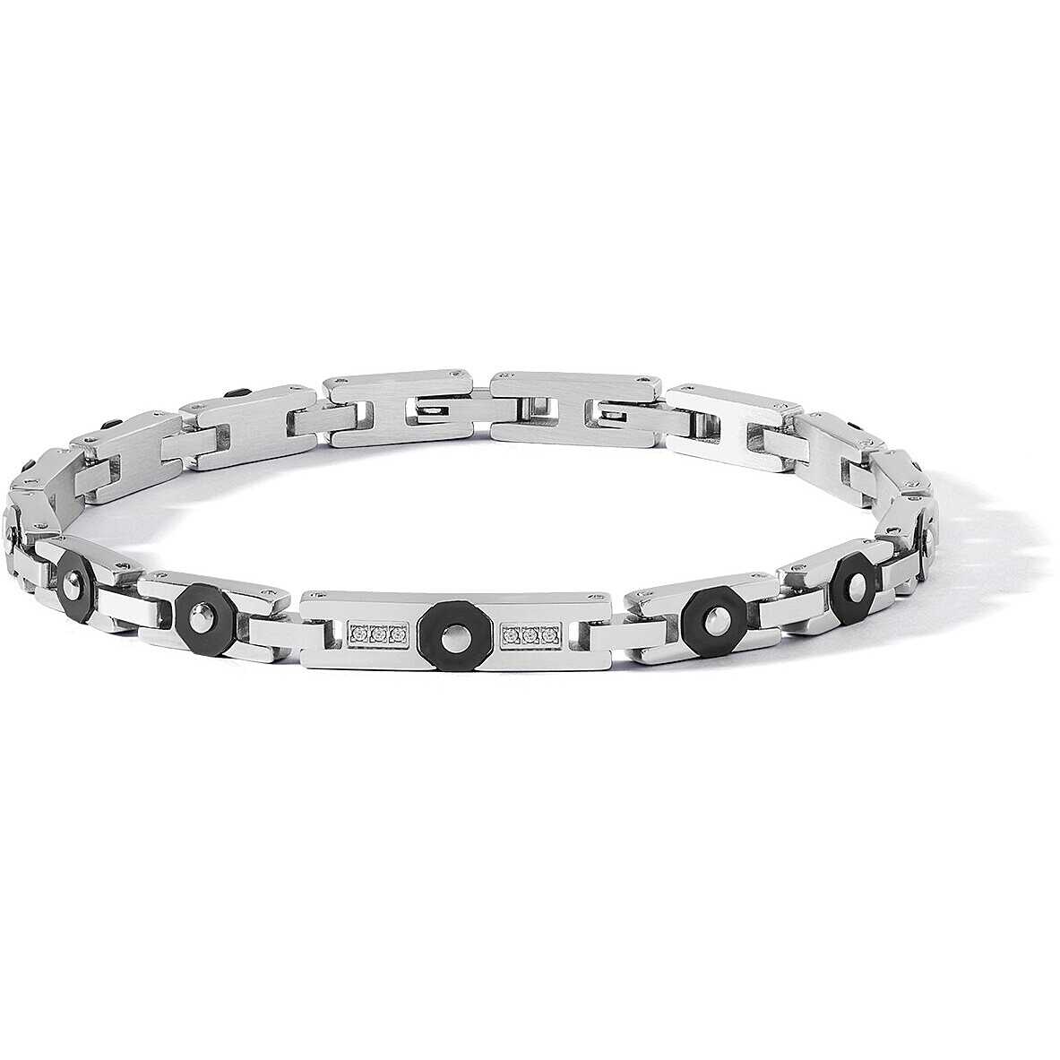 Bracciale Comete Diamonds Label Acciaio Pvd Nero e Diamanti