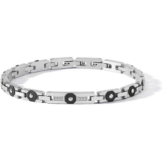 Bracciale Comete Diamonds Label Acciaio Pvd Nero e Diamanti