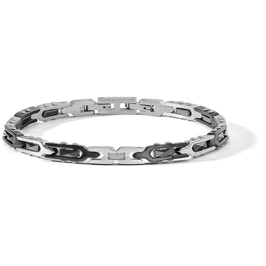 Bracciale Comete Diamonds Label Acciaio Inserti in Ceramica Nera e Diamanti