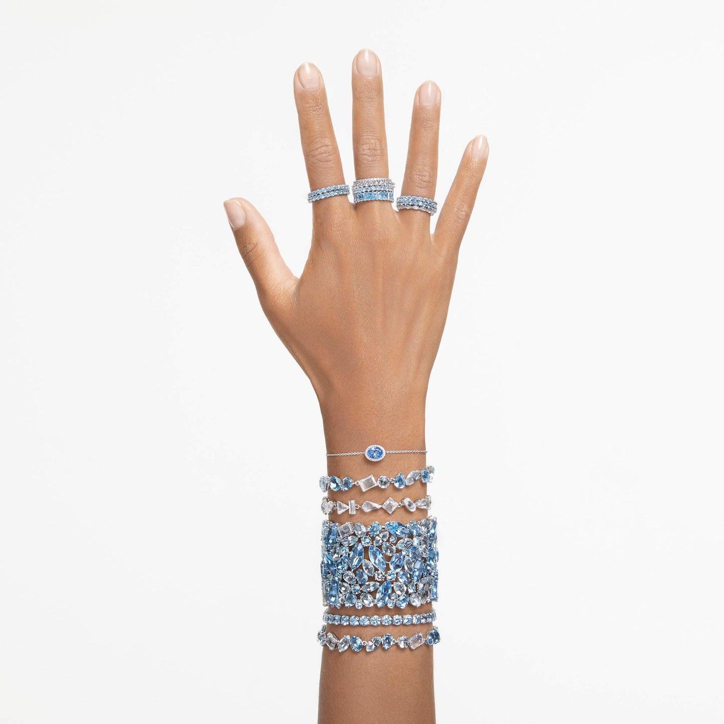 Bracciale Swarovski Gema Taglio misto, Blu, Placcato rodio