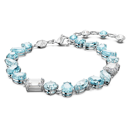 Bracciale Swarovski Gema Taglio misto, Blu, Placcato rodio