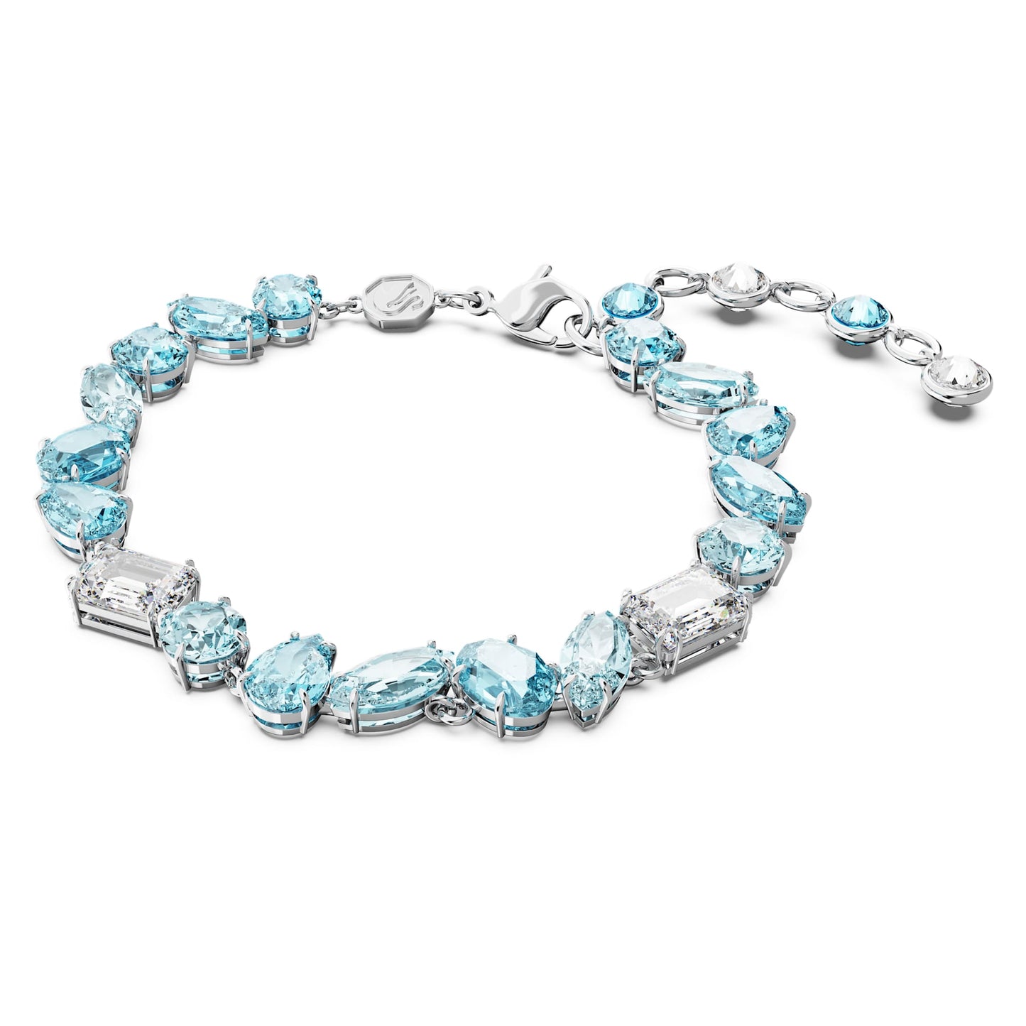 Bracciale Swarovski Gema Taglio misto, Blu, Placcato rodio