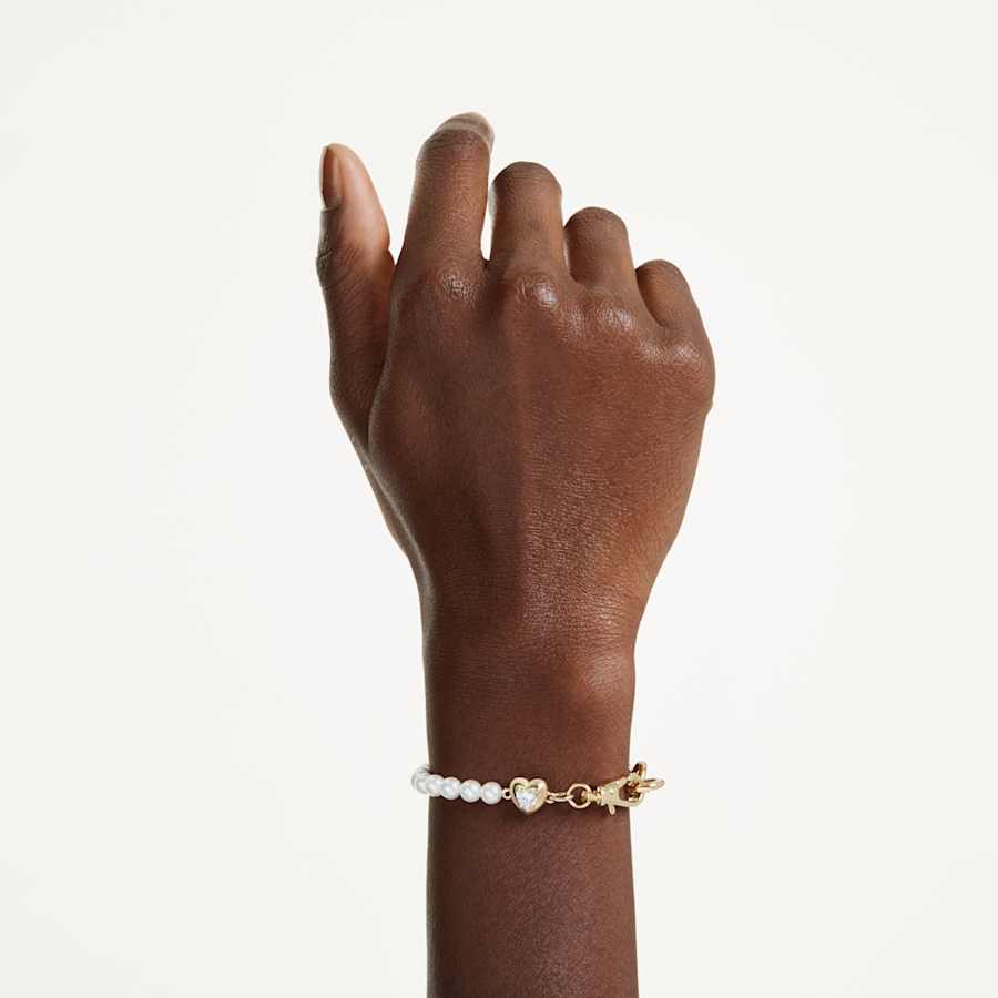 Bracciale Swarovski Idyllia Crystal Pearl, Bianco, Placcato color oro