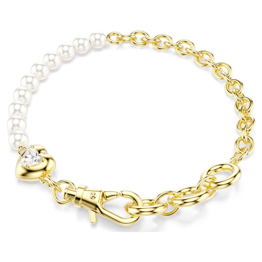 Bracciale Swarovski Idyllia Crystal Pearl, Bianco, Placcato color oro
