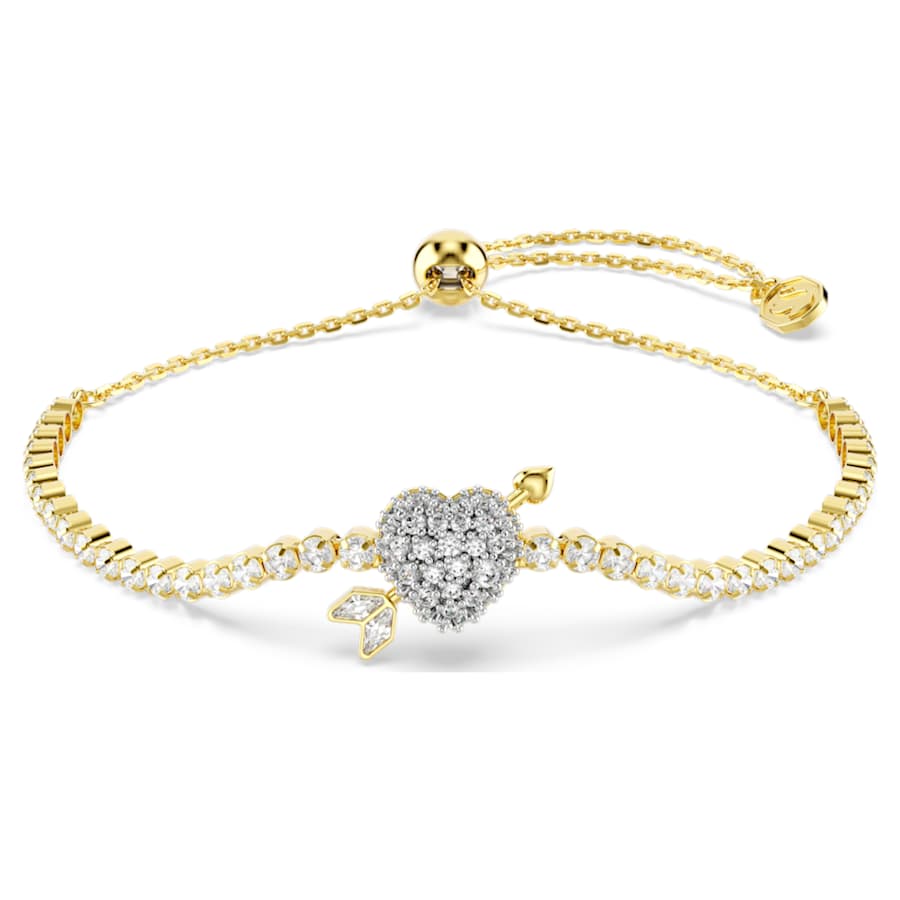 Bracciale Swarovski Idyllia Taglio misto, Cuore con freccia, Bianco, Placcato color oro