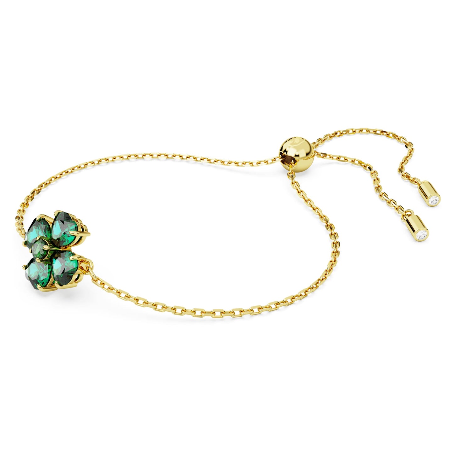 Bracciale Swarovski Idyllia Taglio misto, Quadrifoglio, Verde, Placcato color oro