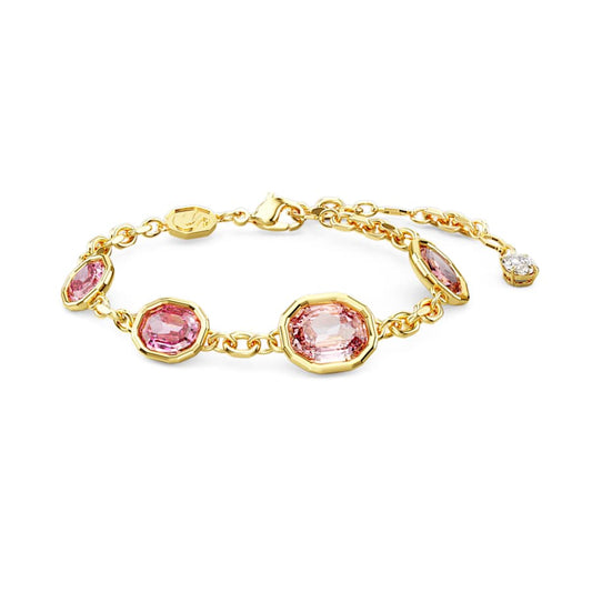Bracciale Swarovski Imber Taglio ottagonale, Rosa, Placcato color oro