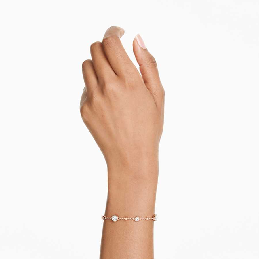 Bracciale Swarovski Imber Taglio Round, Bianco, Placcato color oro rosa - Misura M