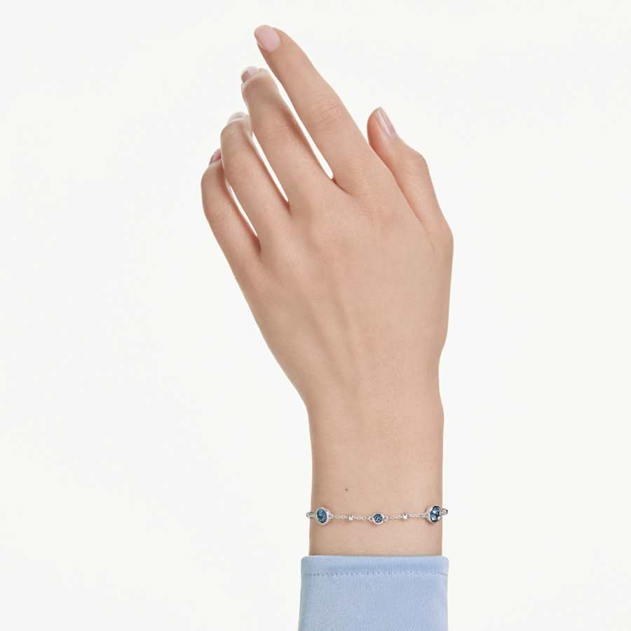 Bracciale Swarovski Imber Taglio Round, Blu, Placcato rodio - Misura M
