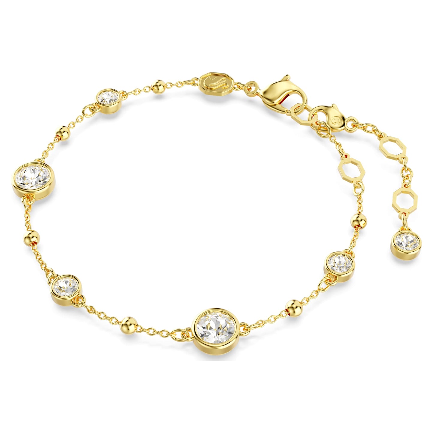 Bracciale Swarovski Imber Taglio Round, Design sparpagliato, Bianco, Placcato color oro