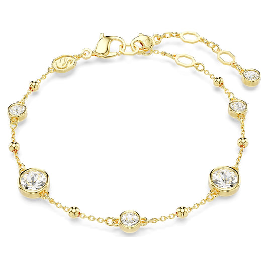 Bracciale Swarovski Imber Taglio Round, Design sparpagliato, Bianco, Placcato color oro