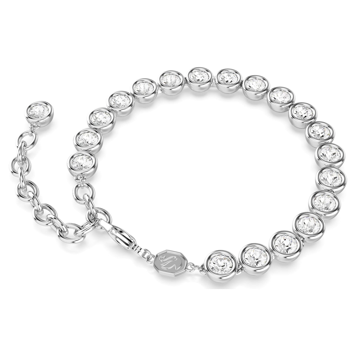 Bracciale Swarovski Imber Tennis Taglio tondo, Bianco, Placcato rodio