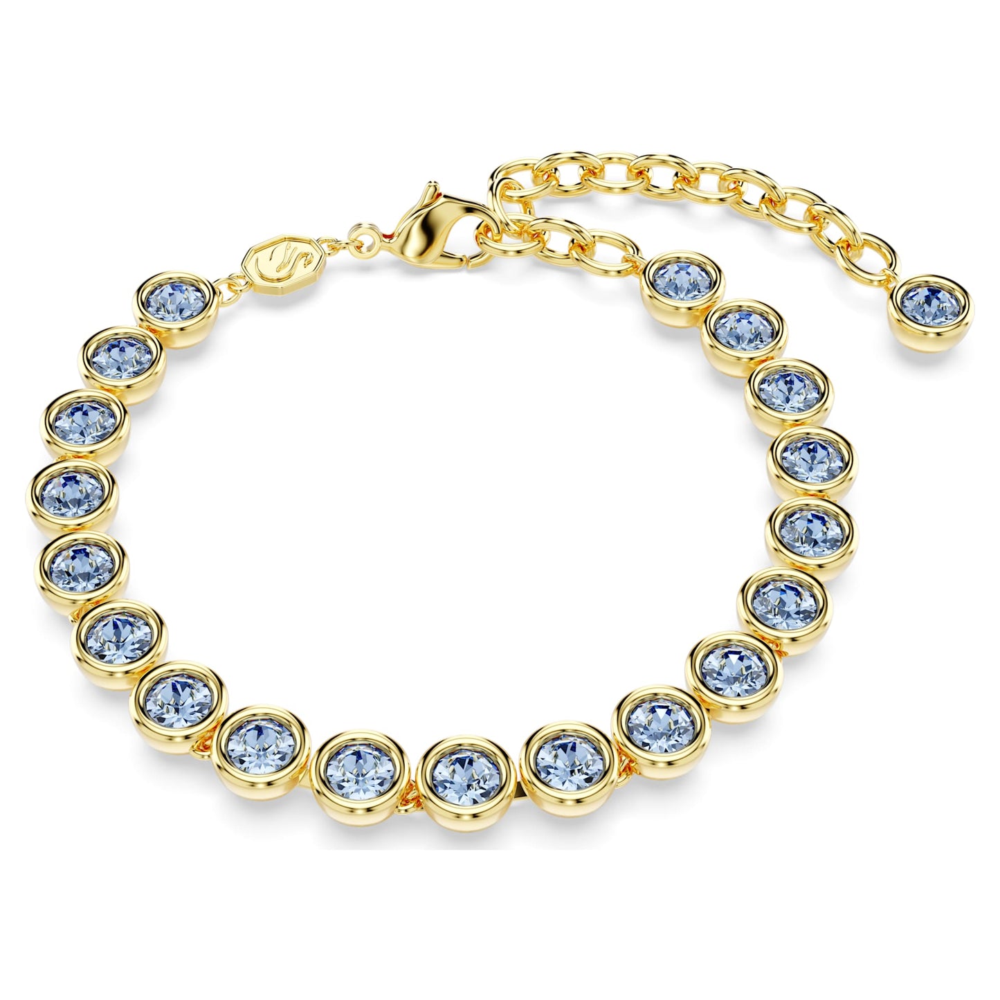 Bracciale Swarovski Imber Tennis Taglio tondo, Blu, Placcato color oro