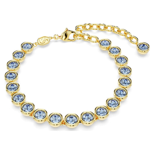 Bracciale Swarovski Imber Tennis Taglio tondo, Blu, Placcato color oro
