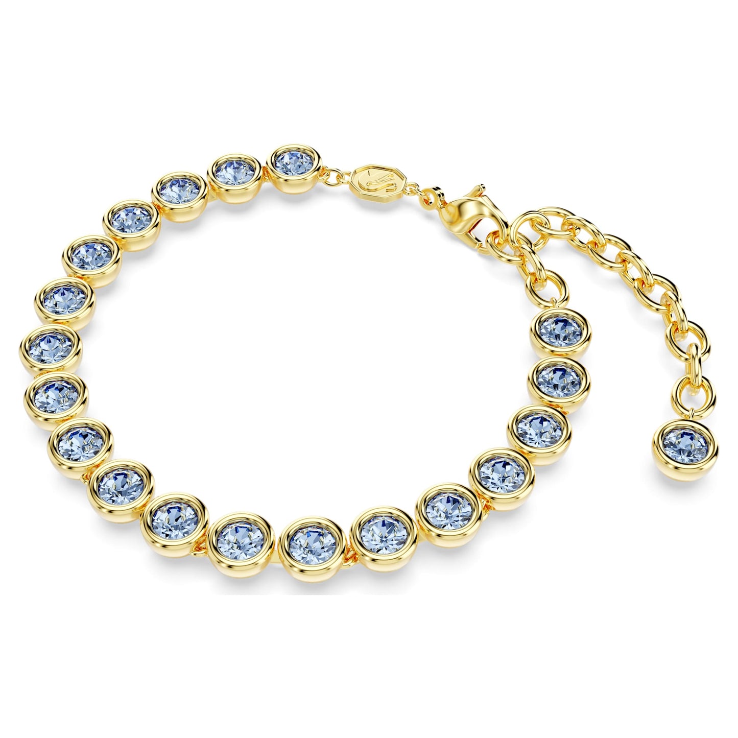 Bracciale Swarovski Imber Tennis Taglio tondo, Blu, Placcato color oro