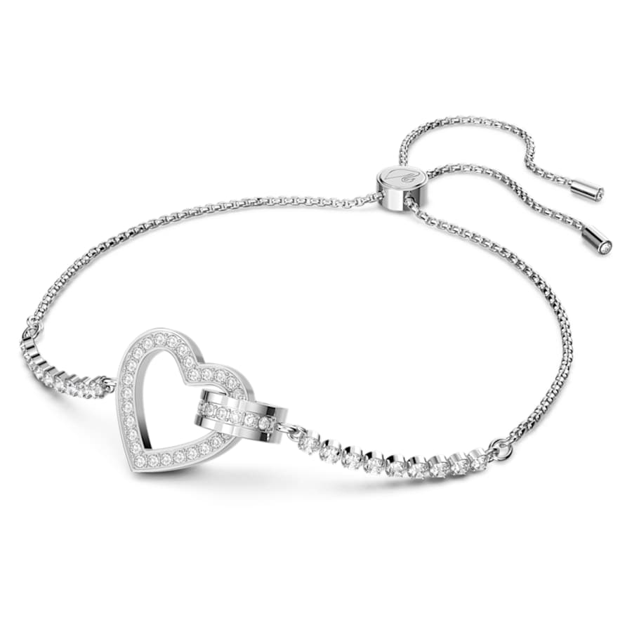 Bracciale Swarovski Lovely Cuore, Bianco, Placcato rodio