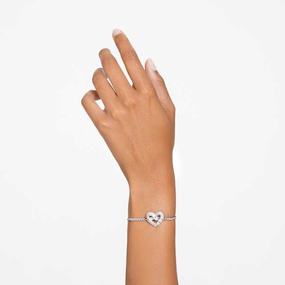 Bracciale Swarovski Matrix Cuore, Bianco, Placcato rodio