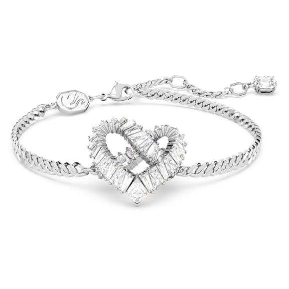 Bracciale Swarovski Matrix Cuore, Bianco, Placcato rodio