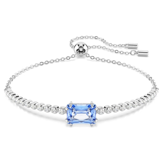 Bracciale Swarovski Matrix Tennis Taglio misto, Blu, Placcato rodio