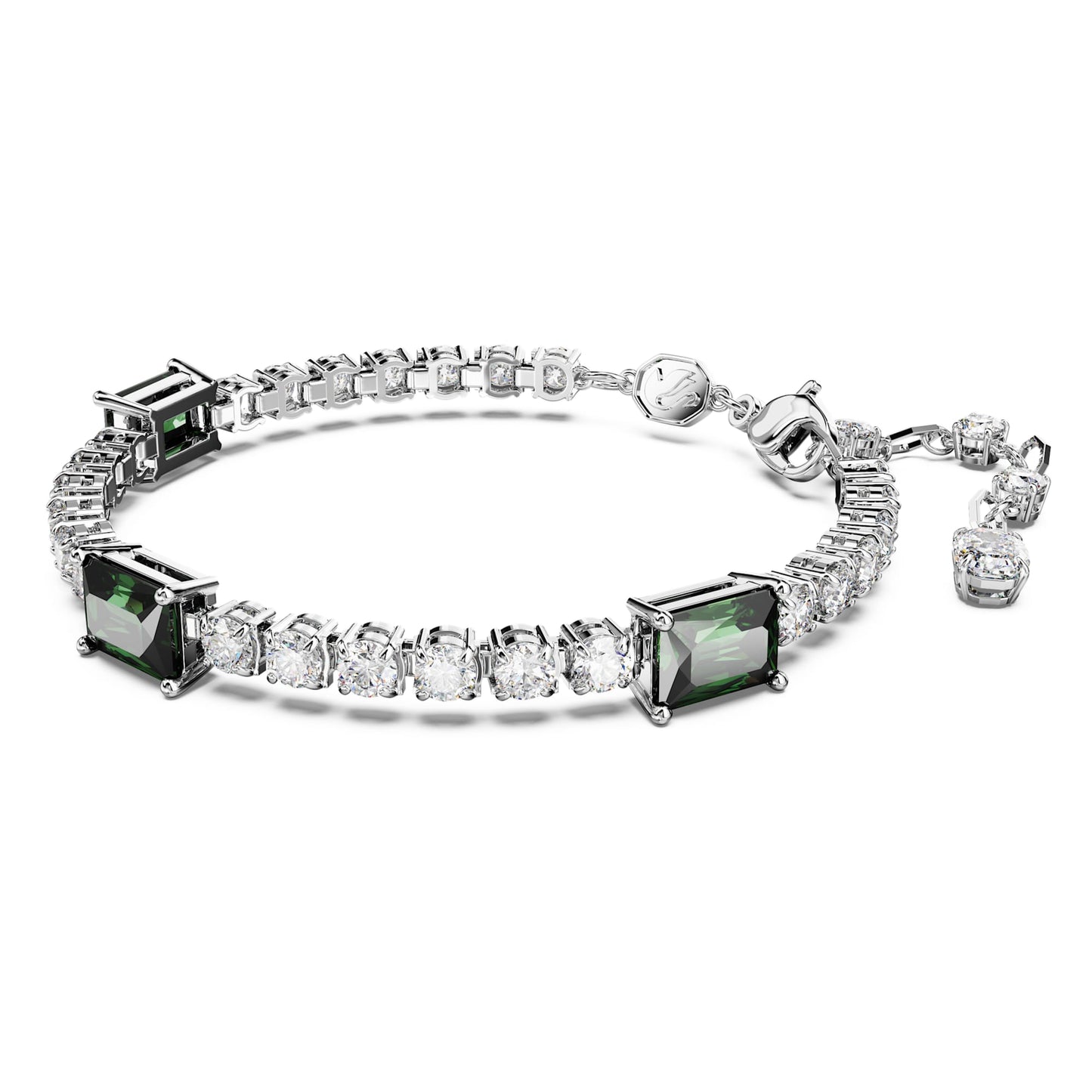Bracciale Swarovski Matrix TennisTaglio misto, Verde, Placcato rodio
