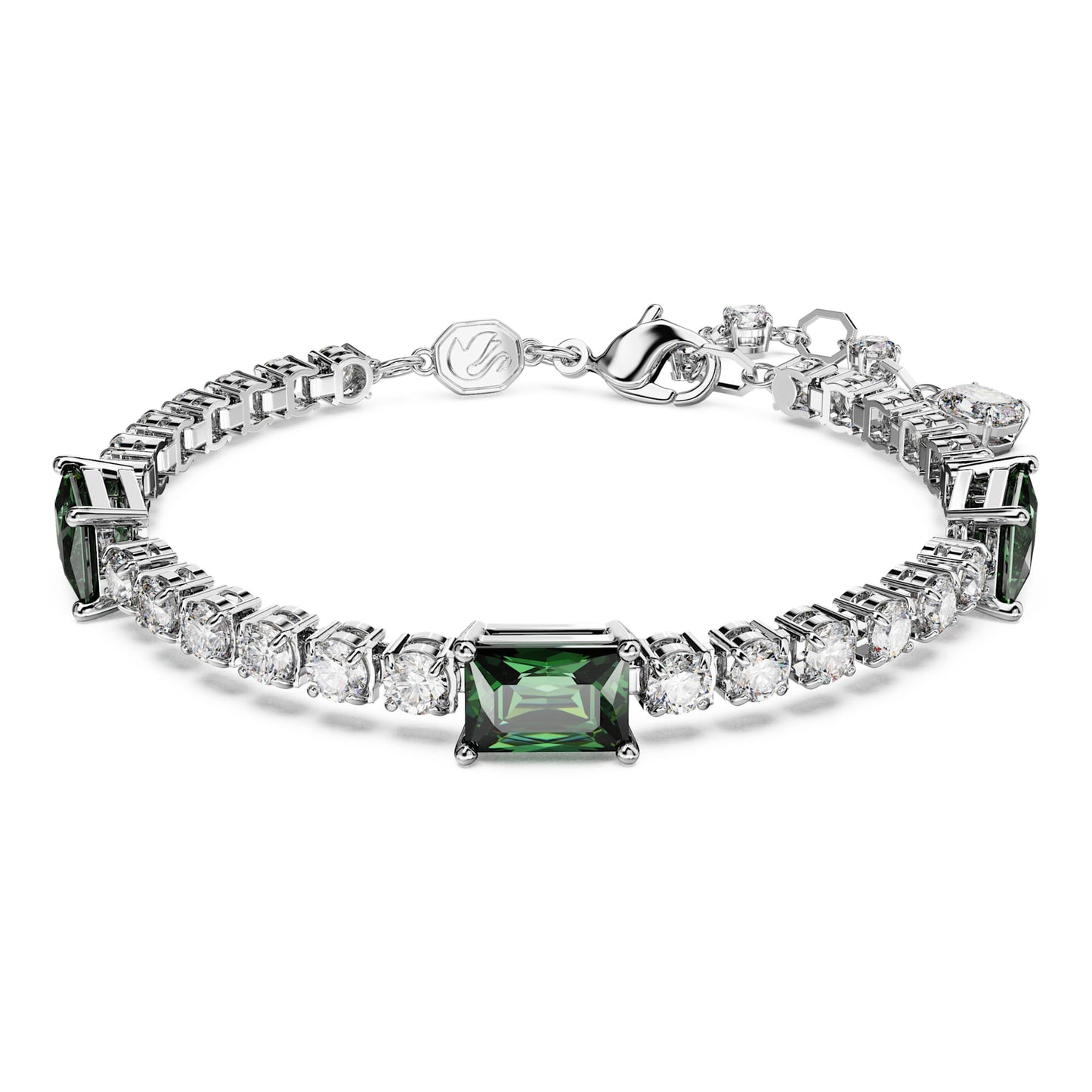 Bracciale Swarovski Matrix TennisTaglio misto, Verde, Placcato rodio