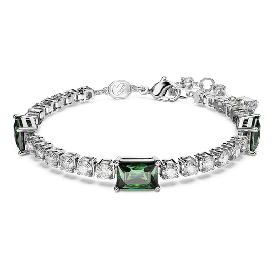 Bracciale Swarovski Matrix TennisTaglio misto, Verde, Placcato rodio