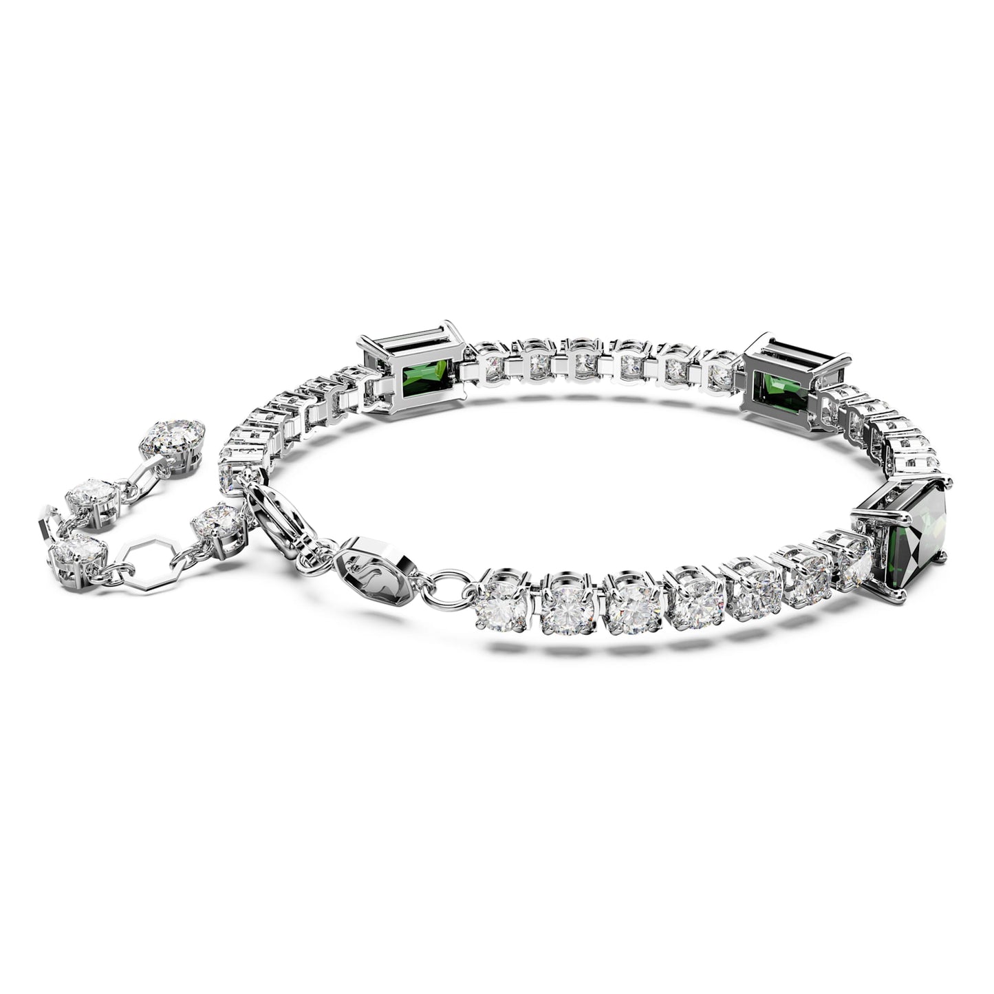 Bracciale Swarovski Matrix TennisTaglio misto, Verde, Placcato rodio
