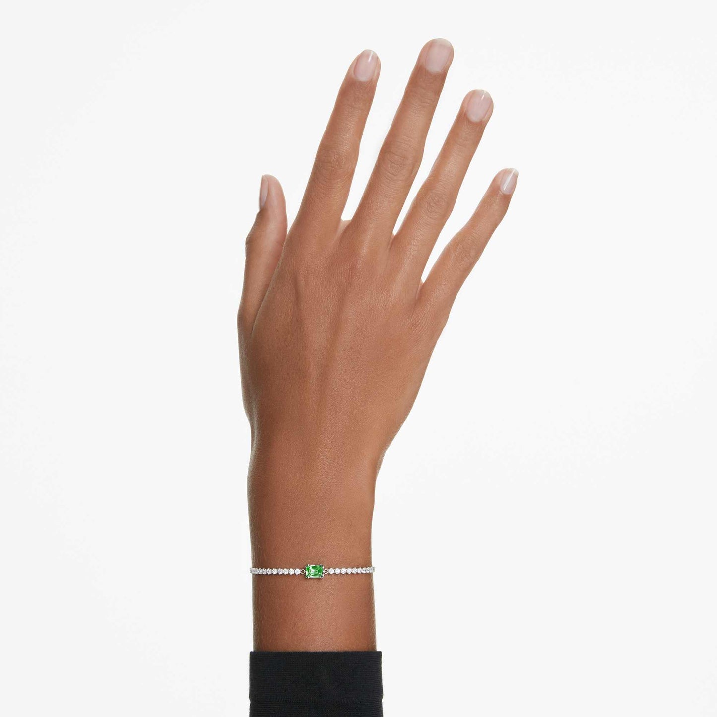 Bracciale Swarovski Matrix Tennis Taglio misto, Verde, Placcato rodio